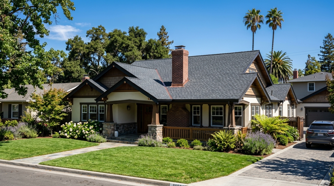 Completed roof replacement on a San Jose home with architectural shingles
